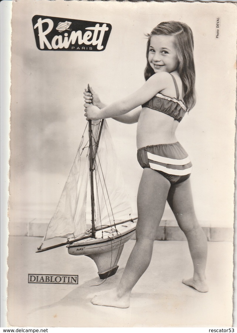 Rare Carte Publicitaire Vêtements Enfants RAINETT Années 50 Model Diablotin - Publicité