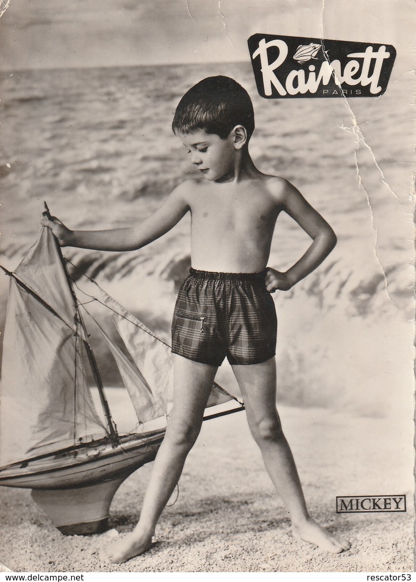 Rare Carte Publicitaire Vêtements Enfants RAINETT Années 50 Model Mickey - Publicité