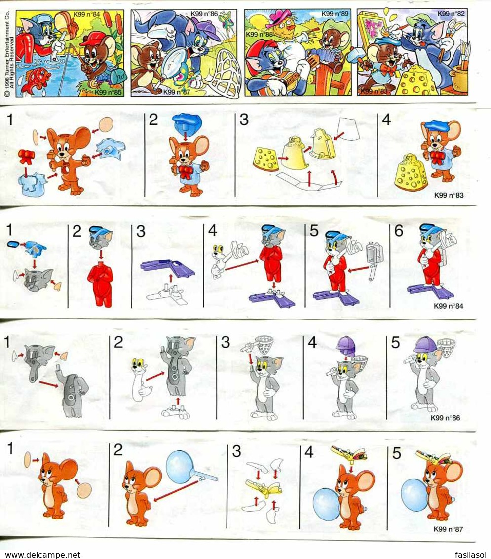 Kinder 1999 : Série Complète TOM & JERRY (8 Figurines) Avec 4 BPZ - Cartoons