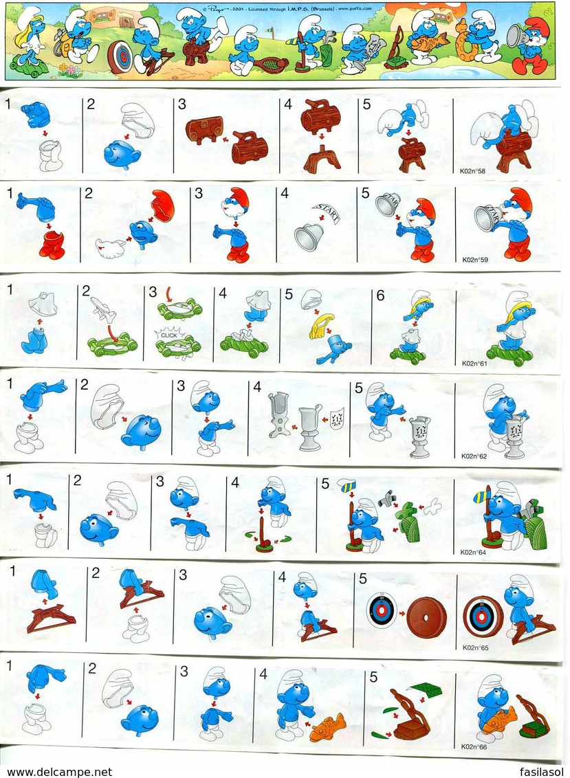 Kinder 2002 : Série Complète SCHTROUMPFS (10 Figurines) Avec 7 BPZ - Cartoons