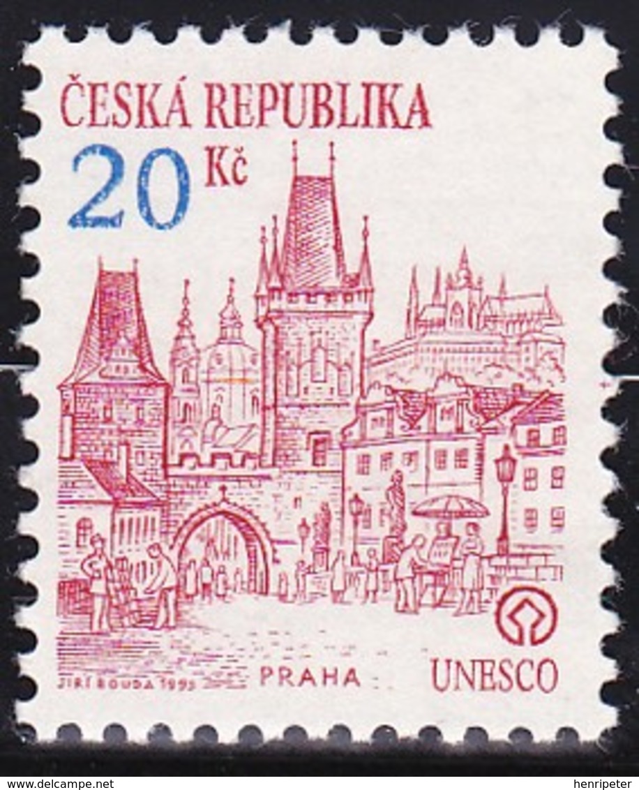 Timbre-poste Gommé Neuf** - Patrimoine Mondial De L'U.N.E.S.C.O. Praha Prague - N° 20 (Yvert) - République Tchèque 1993 - Neufs