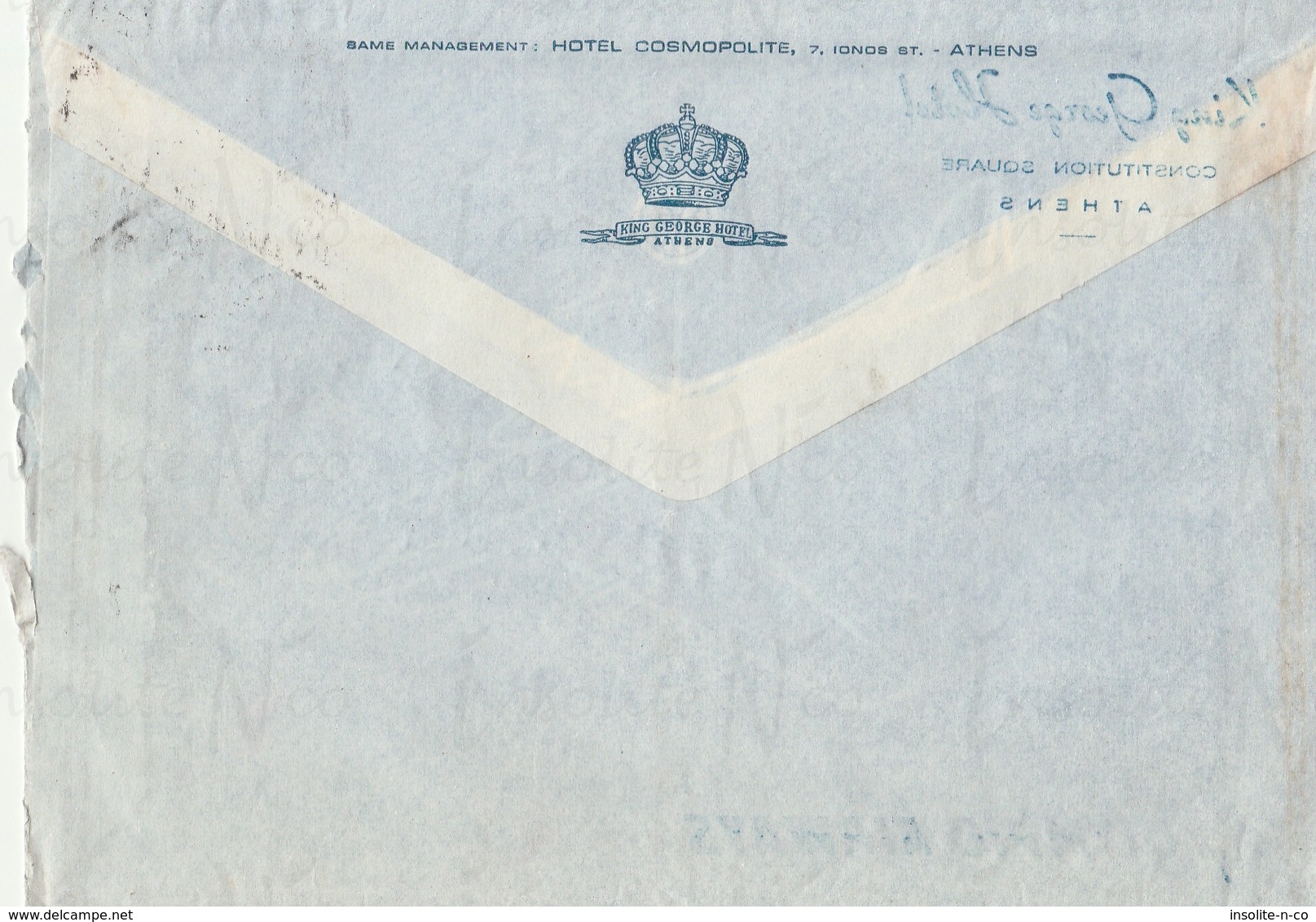 Courrier En Provenance Du King George Hotel D'Athènes Publicité Fly Olympic Airways Pour Elisabethville Congo Belge 1958 - Storia Postale