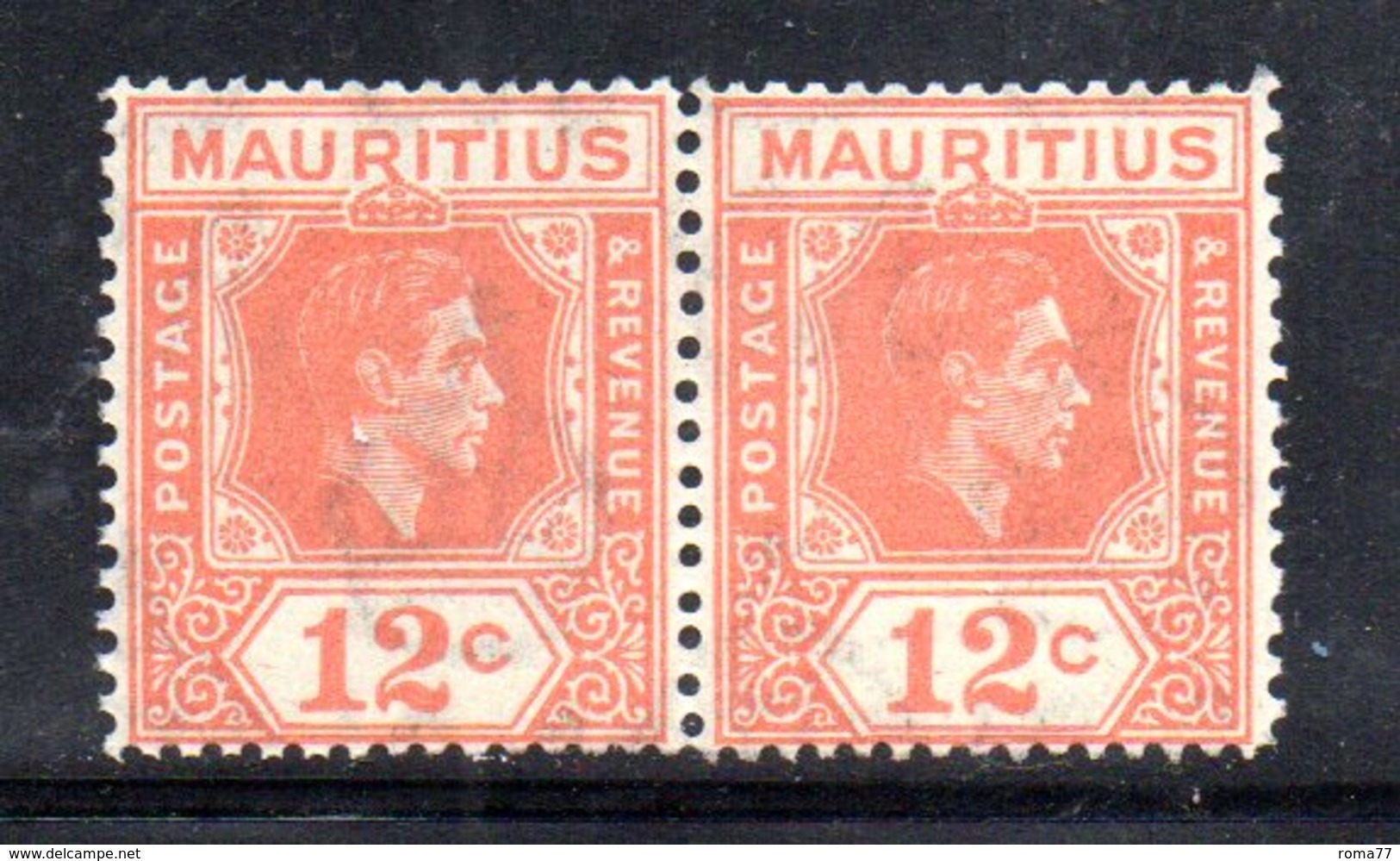 PB89 - MAURITIUS , Giorgio VI 1938 : Yvert Coppia Del N. 206a (Gibbons N. 257a) Dent 15x14  ***  Splendida - Mauritius (1968-...)