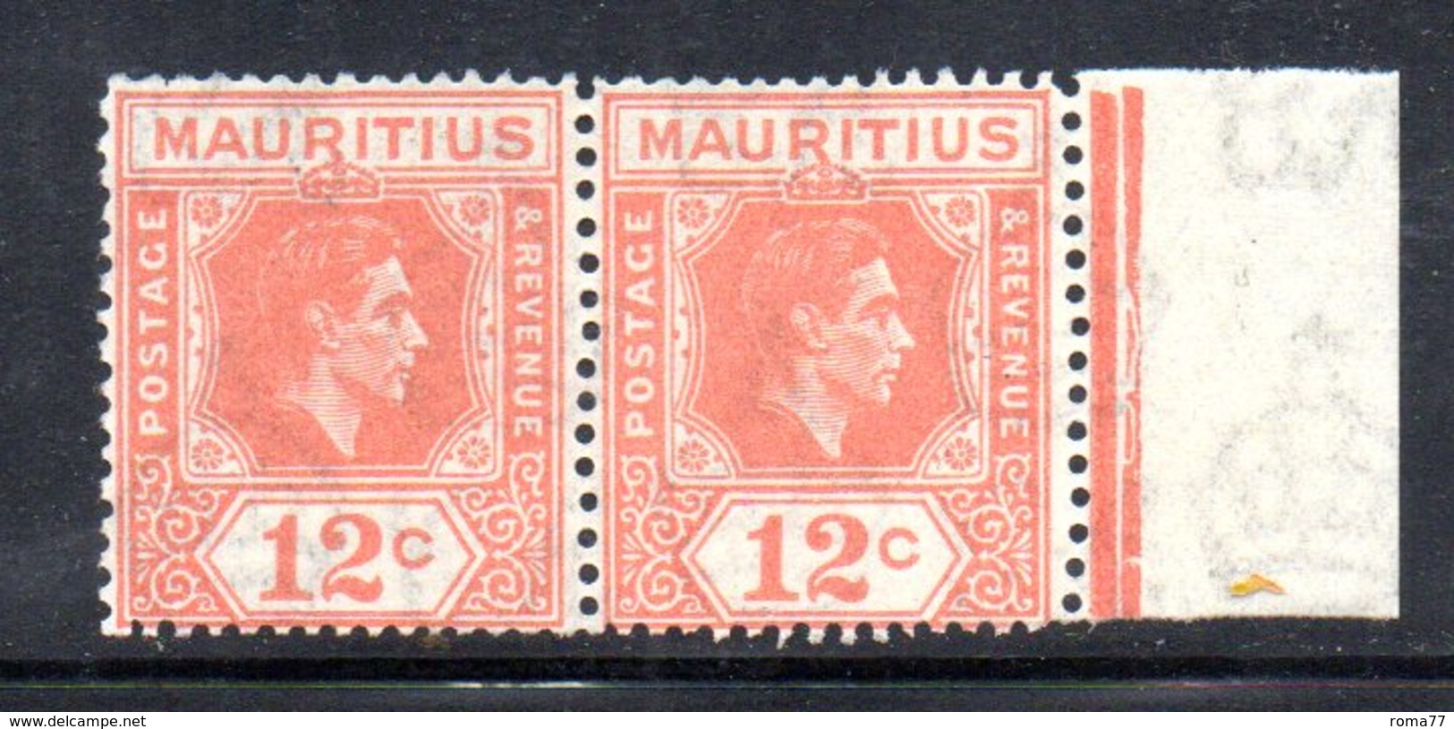 PB89A - MAURITIUS , Giorgio VI 1938 : Yvert Coppia Del N. 206a (Gibbons N. 257a) Dent 15x14  ***  Splendida - Mauritius (1968-...)