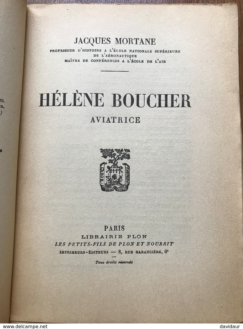 2 Biographies De L'aviatrice Hélène Boucher - Biographie
