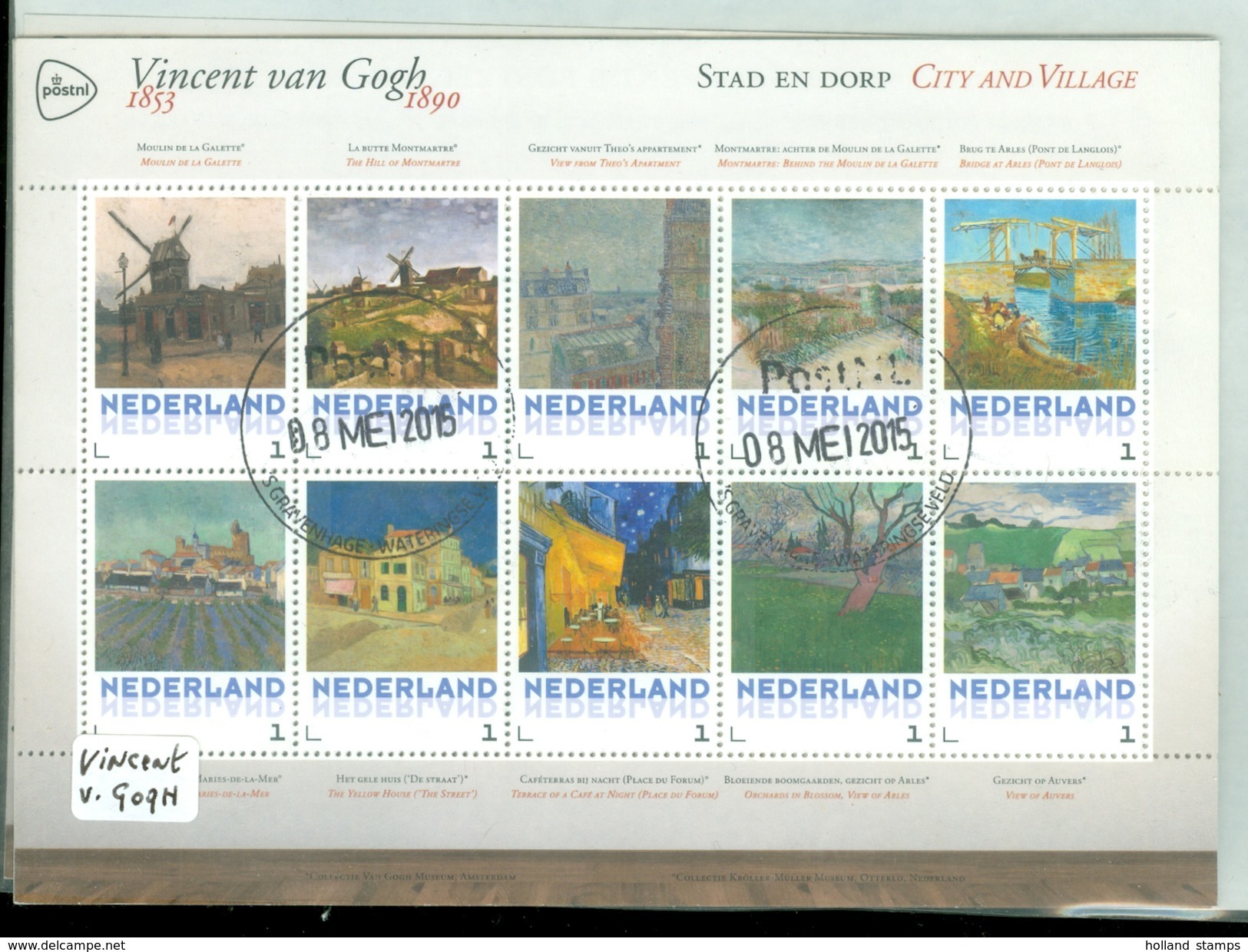 NIEDERLANDE *  VINCENT VAN GOGH * PORTRAITS  * BLOK * BLOC * BLOCK (1) NETHERLANDS * GESTEMPELT * MALEREI * PAINTING - Used Stamps