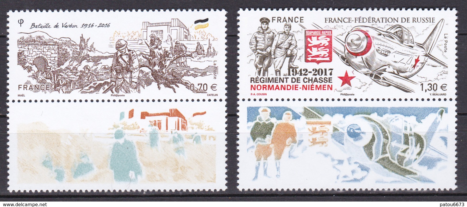 France 2017 WWI And WWII Verdun Et Normandie-Niémen (Yv 5063A Et 5167A ) Rare MNH** Luxe - 1. Weltkrieg