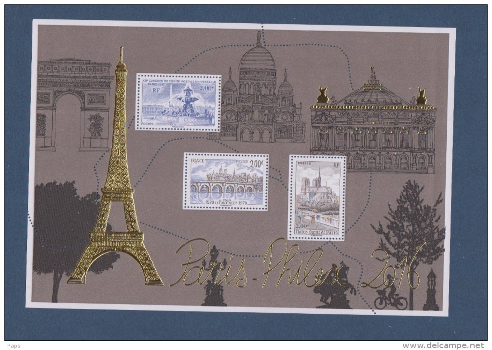 2016-F5048**(5048/5050) BLOC DORE.MONUMENTS DE PARIS.SALON PHILEX 2016 - Ungebraucht