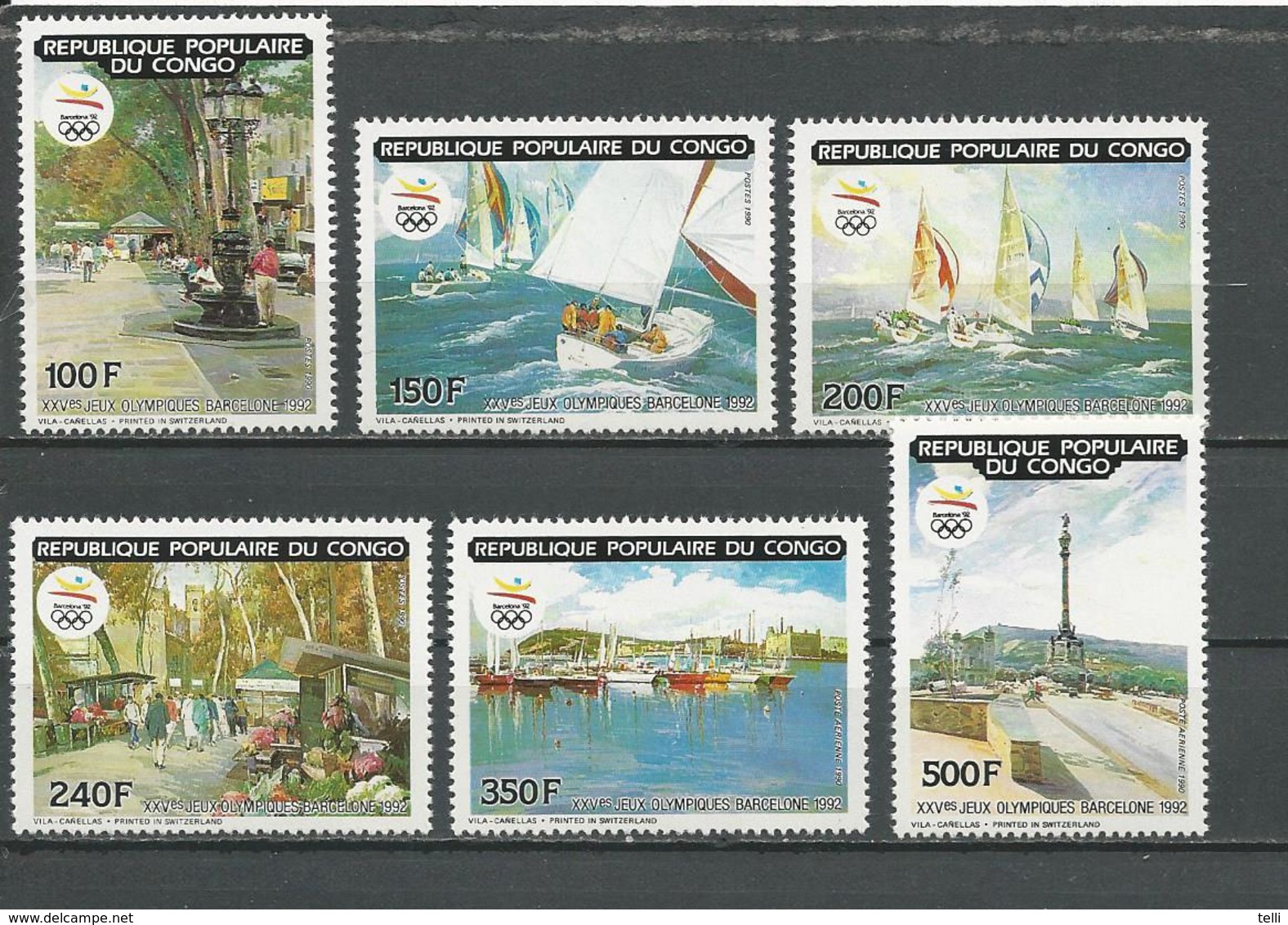 CONGO Scott 860-865 Yvert 885-888 PA403-PA404 (6) ** Cote 14,75 $ 1990 - Mint/hinged