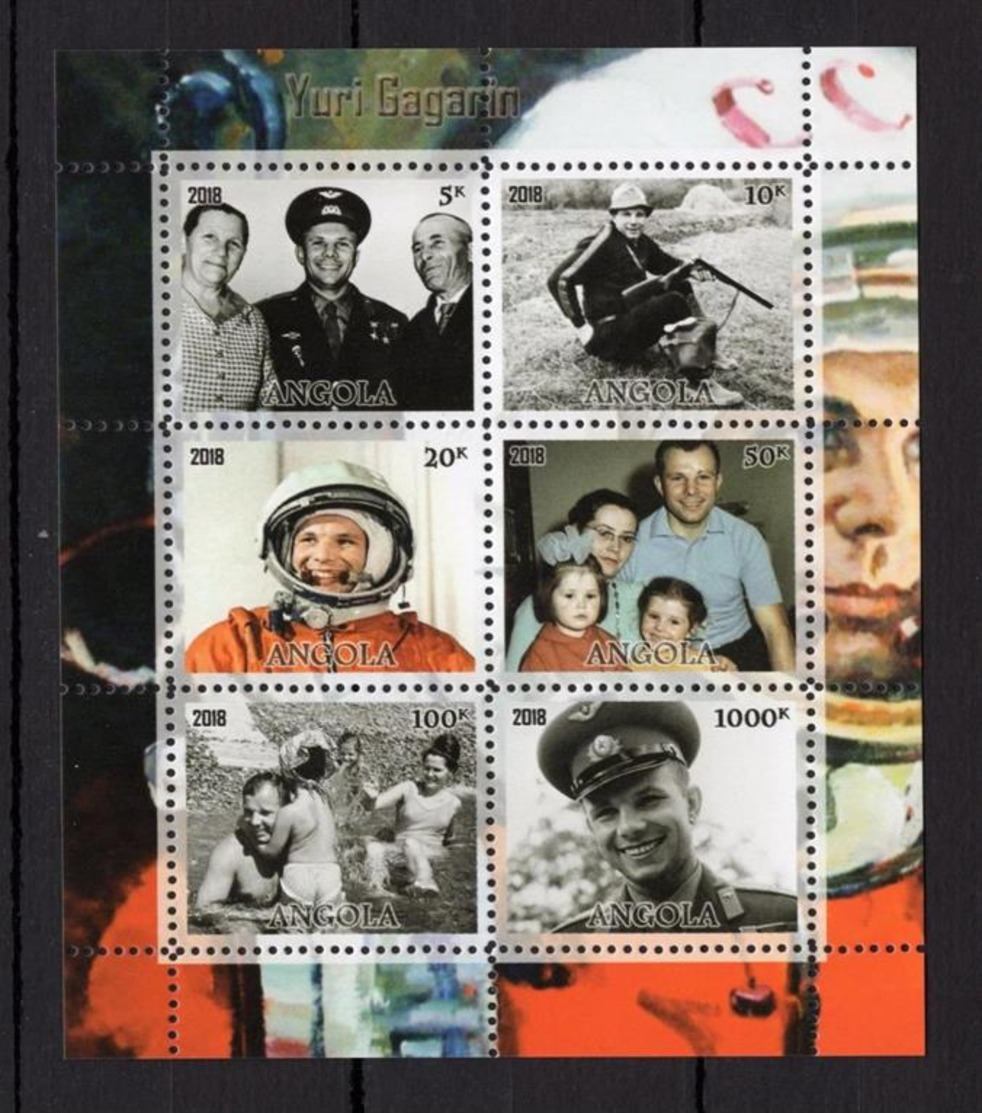 - 1 PC. - Private Release - Not MNH - Yuri Gagarin With His Family - Space - Notched - 2018 - Angola - Angola