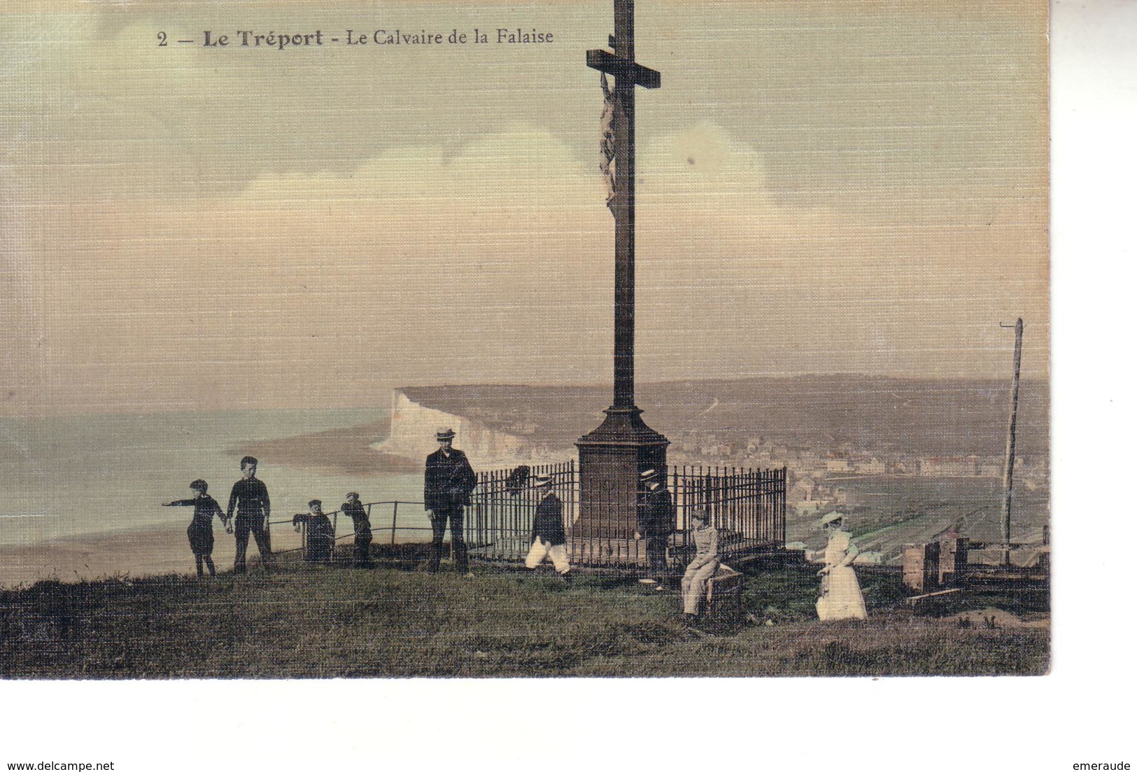 LE TREPORT Le Calvaire De La Falaise ( Jolie Carte Couleur Toilée ) - Le Treport