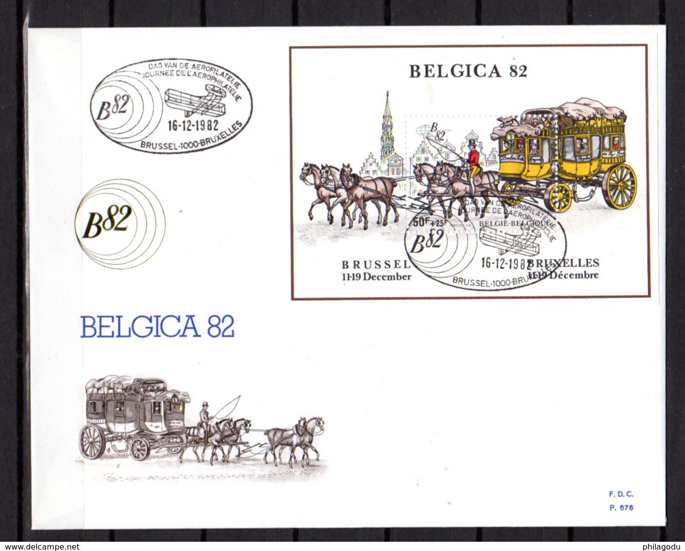 1982   Belgique, FDC 676, Belgica’82, 3 Cachets Différent Du BF 59, Cote 27 €, - 1981-1990