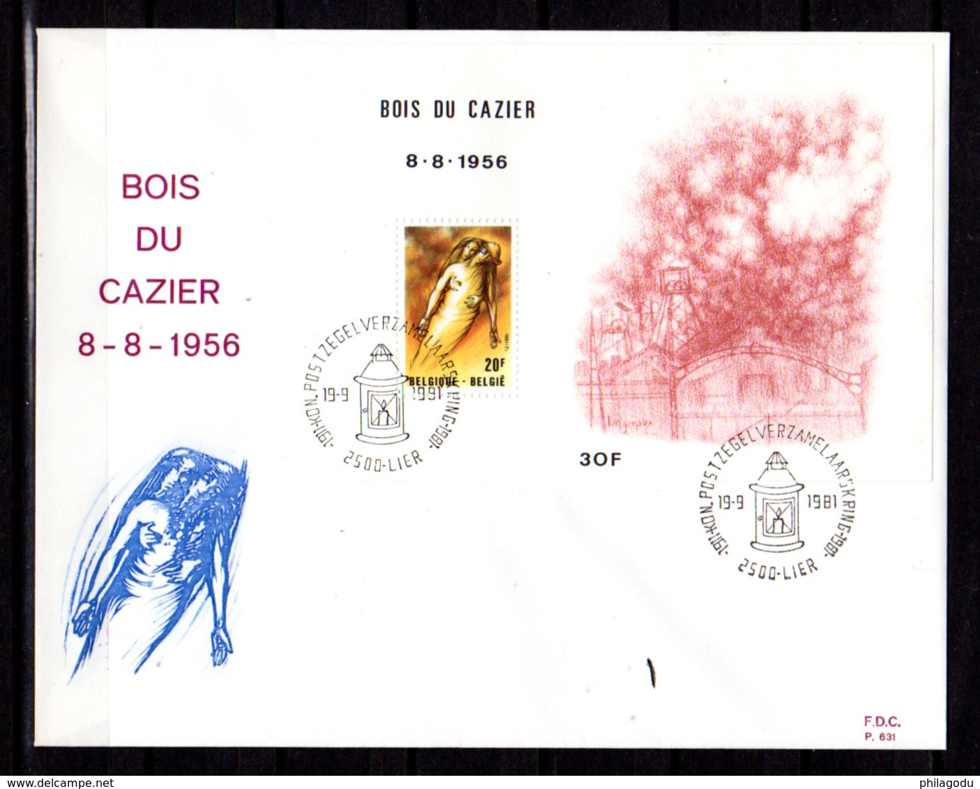 1986   Belgique, FDC, Catastrophe Du« Bois Du Cazier » 252 Coalminers Dead In 1956  Lot Of 4 Différents Cancels - Autres & Non Classés