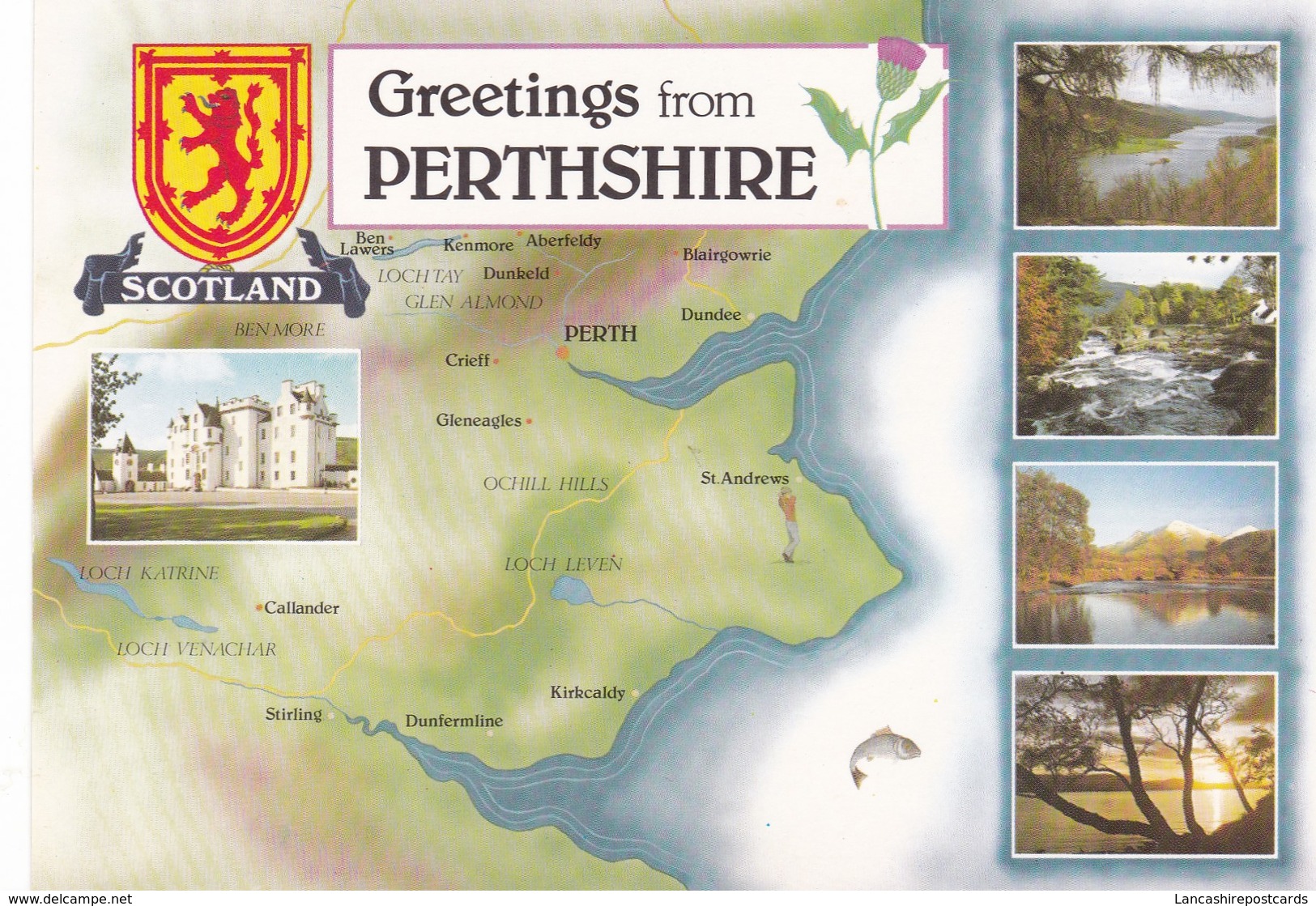 Postcard Map Of Perthshire Scotland My Ref  B23226 - Maps