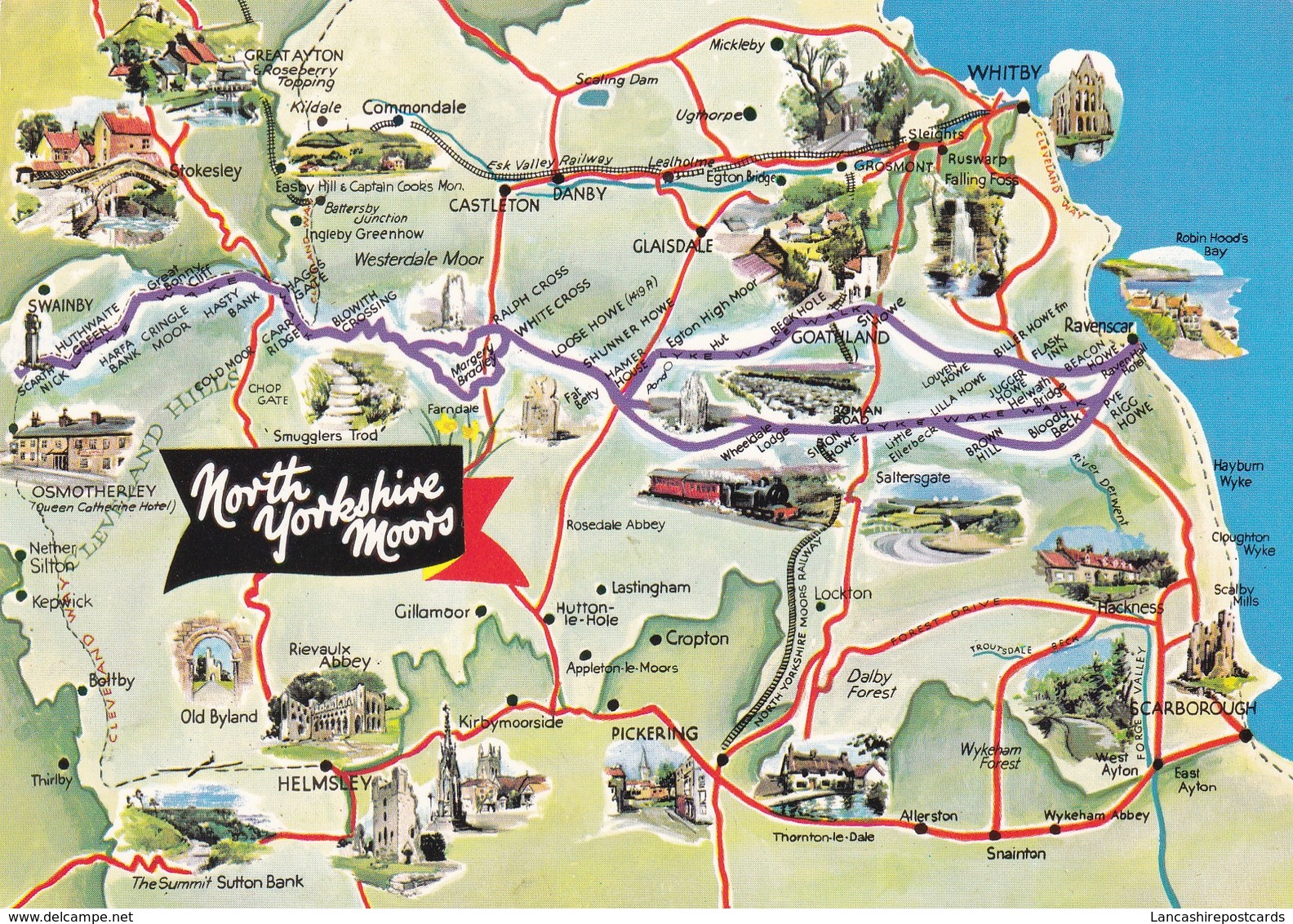 Postcard Map Of North Yorkshire Moors My Ref  B23227 - Maps