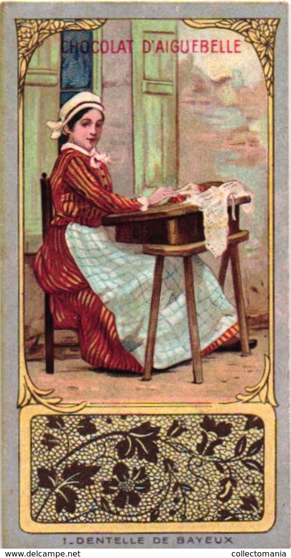 18 Chromo Litho Trade Cards C1900 PUB CHOColat  D'Aiguebelle DENTELLE ( Kant, Spitze, Lace ) 5,6cm  X 10,5cm,  Very Good - Aiguebelle