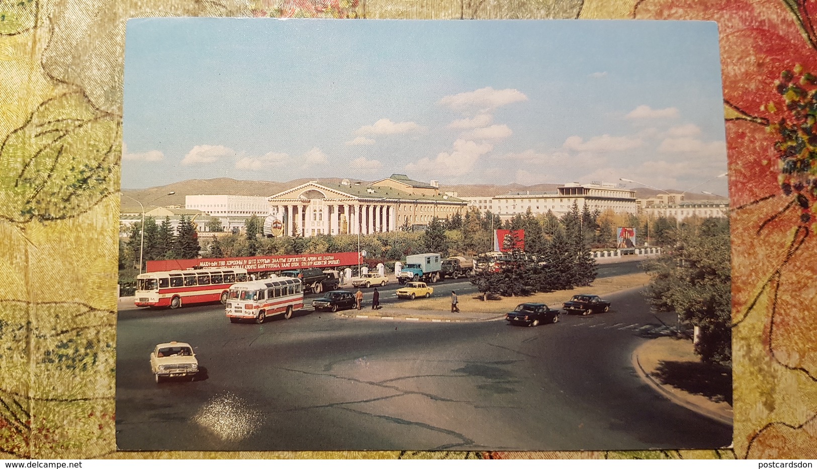 Mongolia. Ulan Bator. Main Street -  OLD USSR PC 1970s TAXI Car - Mongolie