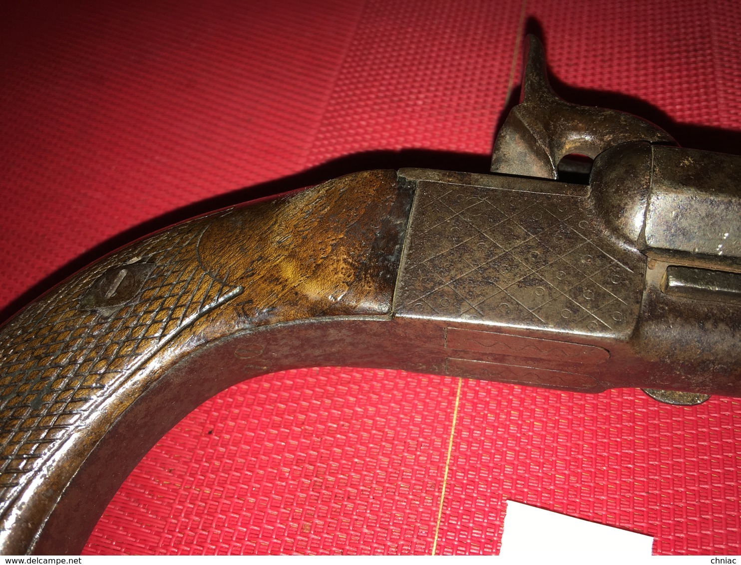 ANCIEN PISTOLET A DOUBLE CANON EN TABLE ET DETENTES RENTRANTES-SYSTEME LE FAUCHEUX VERS 1850 - Armas De Colección