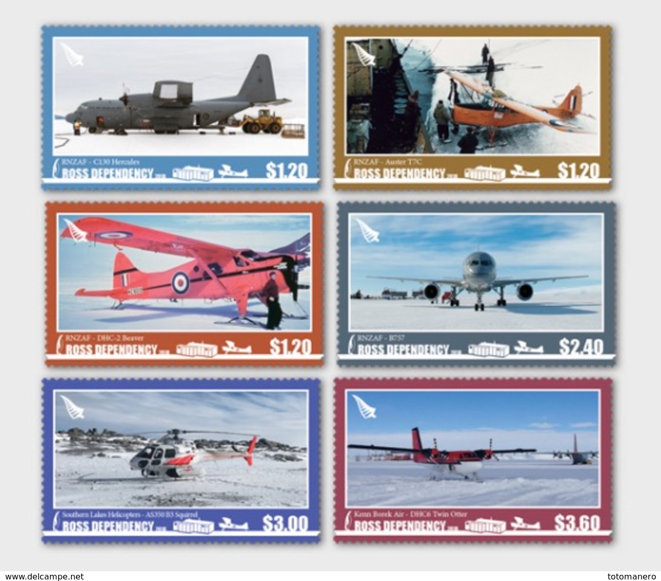 ROSS DEPENDENCY 2018 Aircraft Set Of 6v** - Unused Stamps