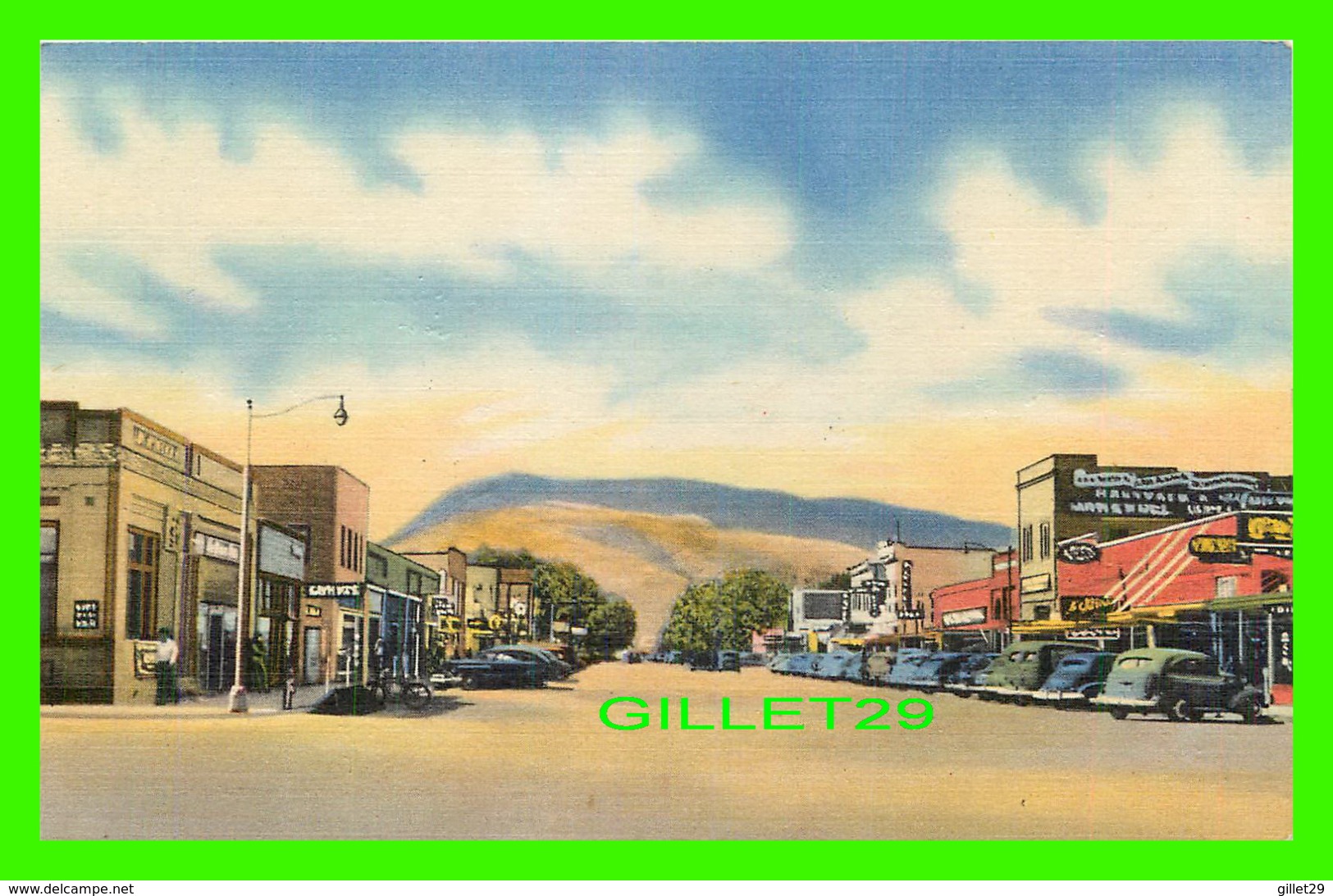CODY, WY - MAIN STREET & BUSINESS DISTRICT - ANIMATEDWITH OLD CARS - SANBORN SOUVENIR CO - - Cody