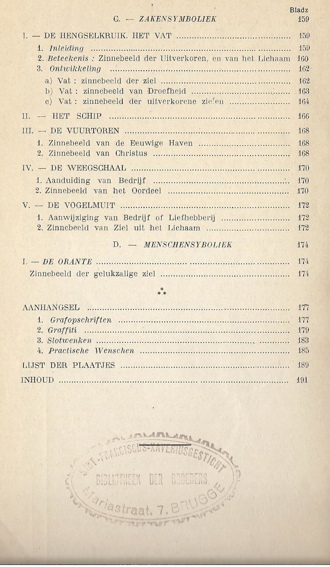 1925 DOODENSYMBOLIEK ALS LEERMIDDEL J. PYCK -  DOODPRENTJES KRUIS ANKER DUIF LAM VIS AREND OLIJFTAK SCHIP VUURTOREN ...