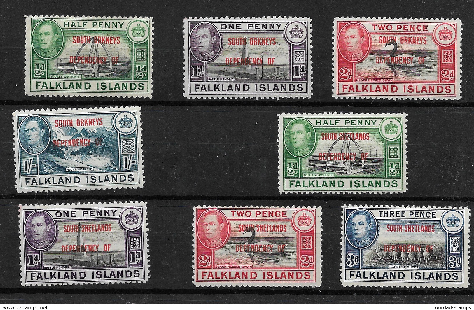 Falkland Island Dependencies, KGVI 1944 Optd Small Selection  MNH/MM (7278) - Falkland Islands