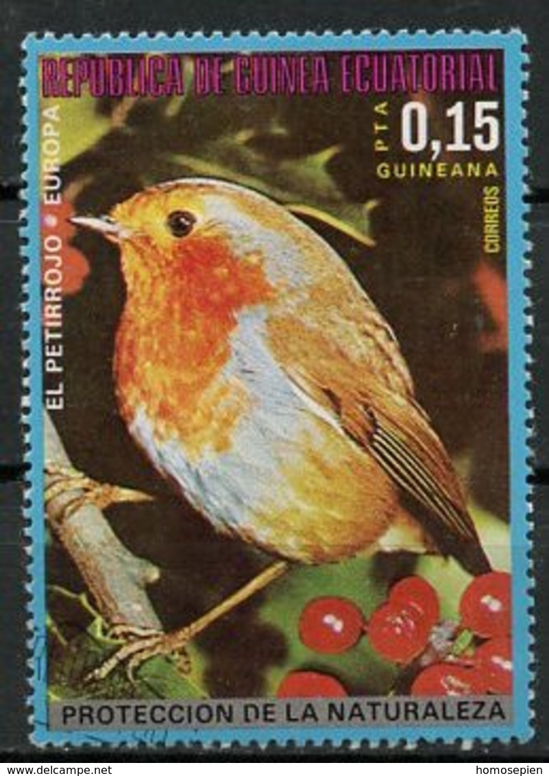 Guinée équatoriale - Guinea 1976 Y&T N°95-0,15p - Michel N°931 (o) - 0,10p Oiseau D'Europe Rouge Gorge - Guinée Equatoriale