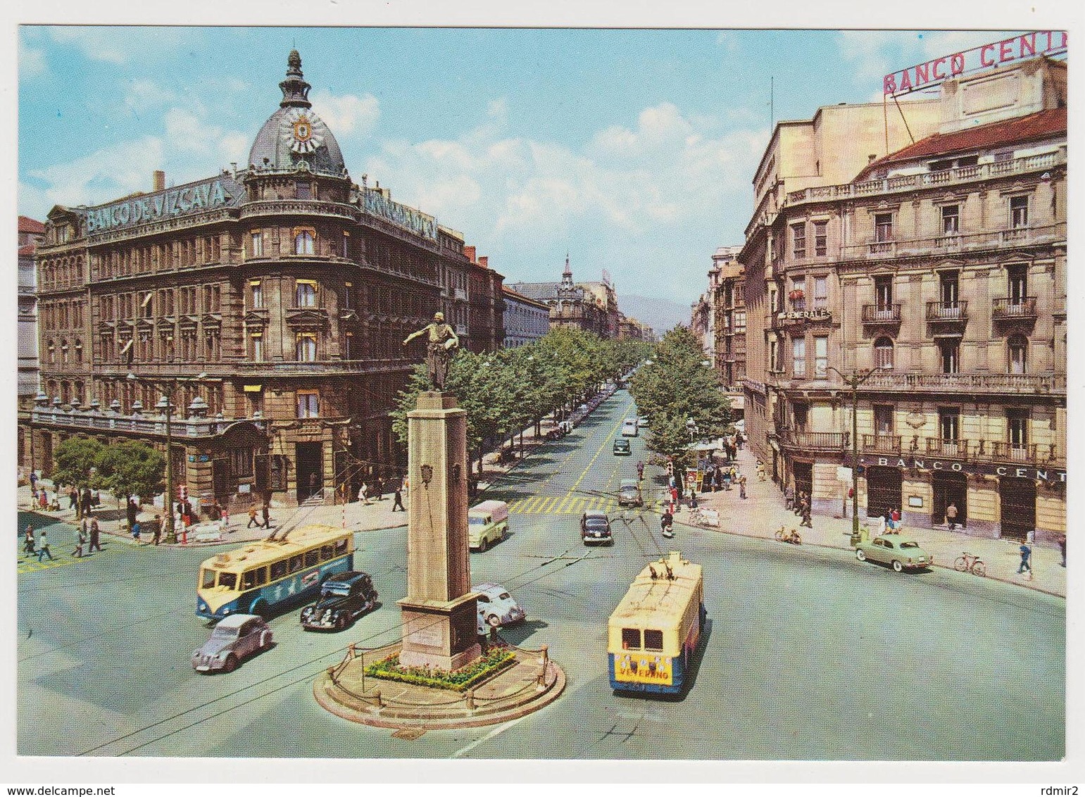 [940[ BILBAO Monum. A López De Haro Y Gran Vía (1960). Trolebuses, Trolleybus.- Non écrite. Unused. No Escrita. - Vizcaya (Bilbao)