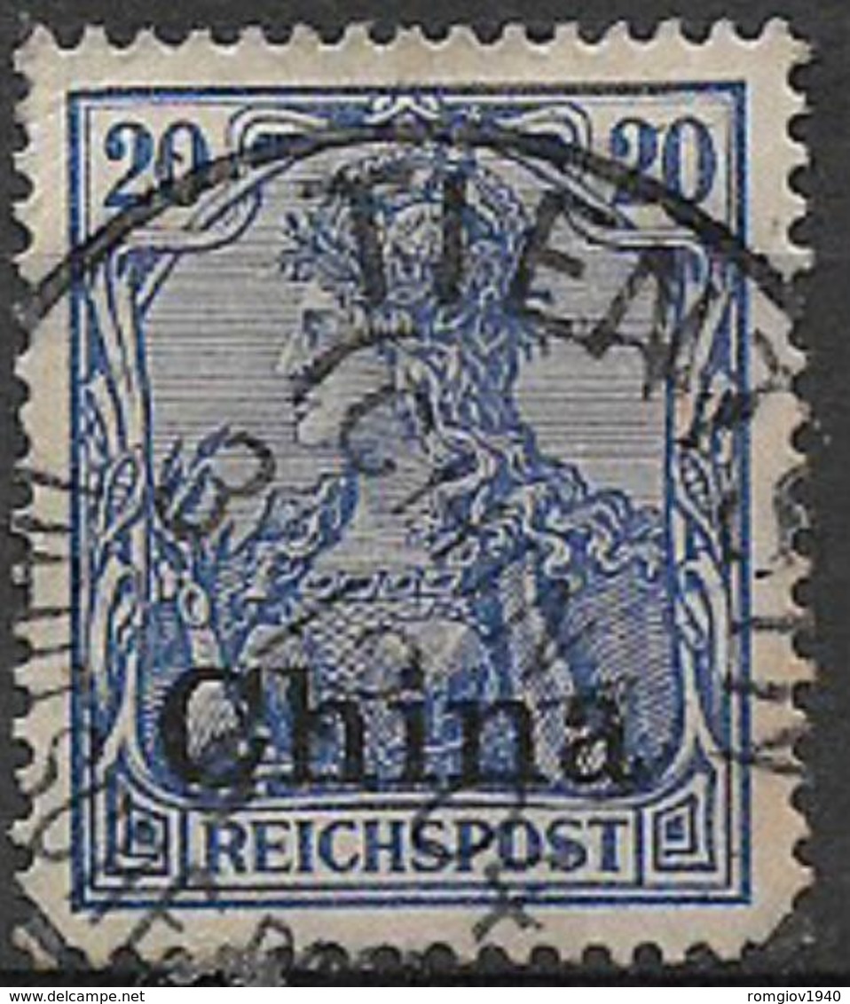 GERMANIA REICH UFFICI IN CINA 1900 SOPRASTAMPATO YVERT. 12  USATO VF - Cina (uffici)