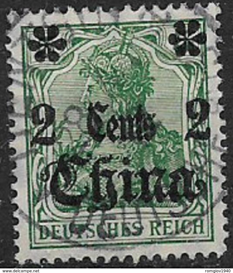 GERMANIA REICH UFFICI IN CINA 1905-13  SOPRASTAMPATO YVERT. 40 USATO VF   (FILIGRANA LOSANGA) - Cina (uffici)