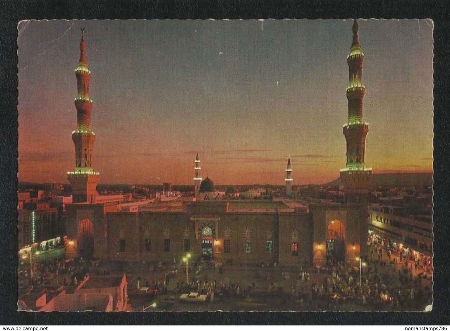 Saudi Arabia Picture Postcard Night Scene Aerial View Holy Mosque Medina Madina View Card Islamic - Saudi Arabia