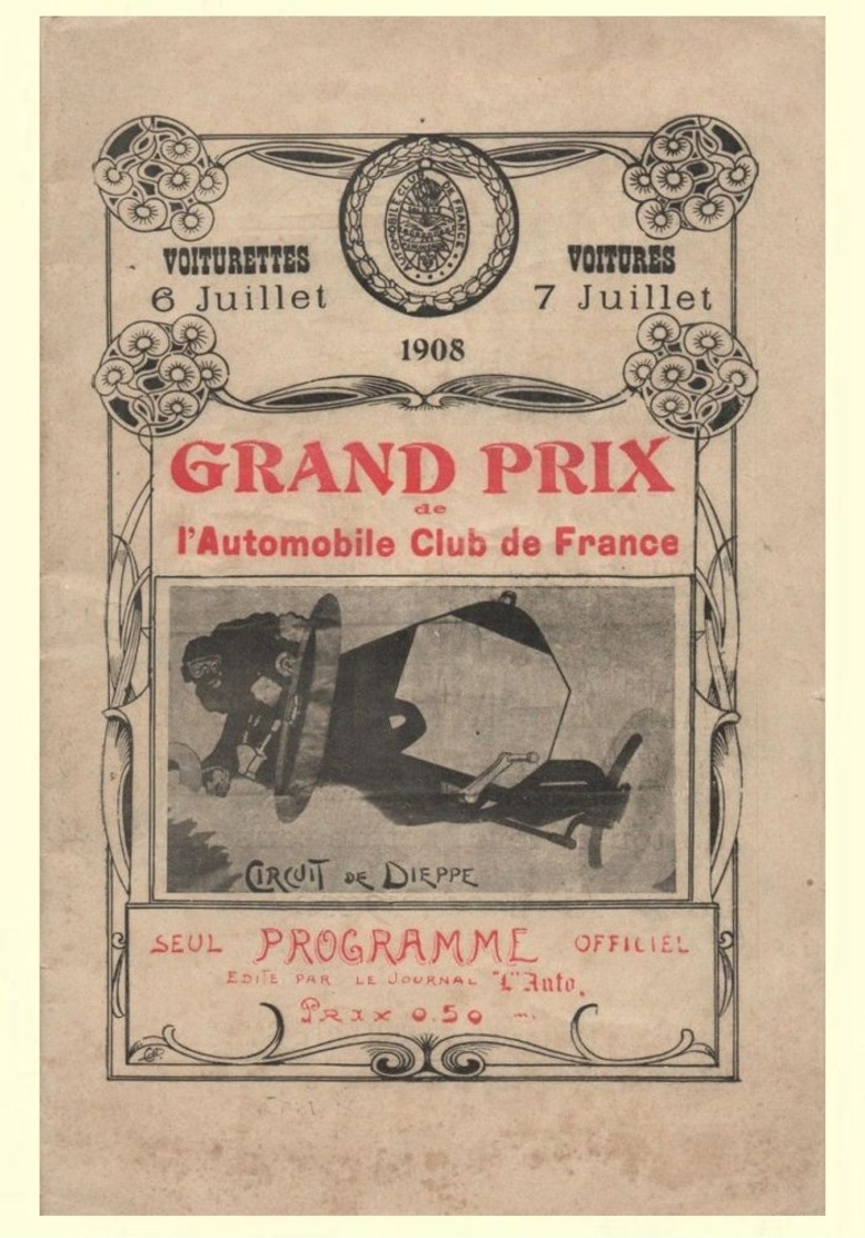 Car Automobile Grand Prix Postcard Dieppe 1908 - Reproduction - Advertising