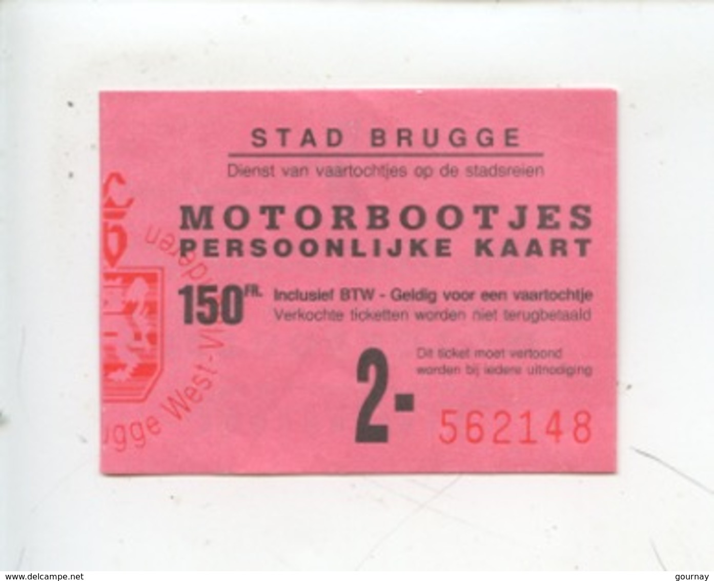 Ticket : STAD Brugge - Motorbootjes Persoonlijke Kaart - Tickets D'entrée