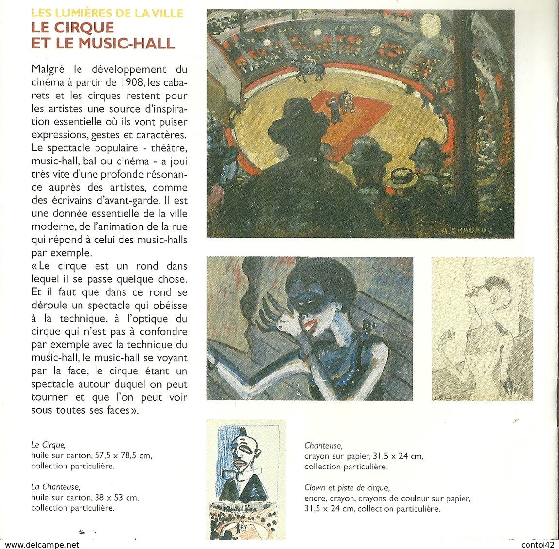 13 MARSEILLE CATALOGUE AUGUSTE CHABAUD EXPOSITION PARIS MUSEE CANTINI CIRQUE MUSIC HALL PROVENCE GRAVESON - Collections