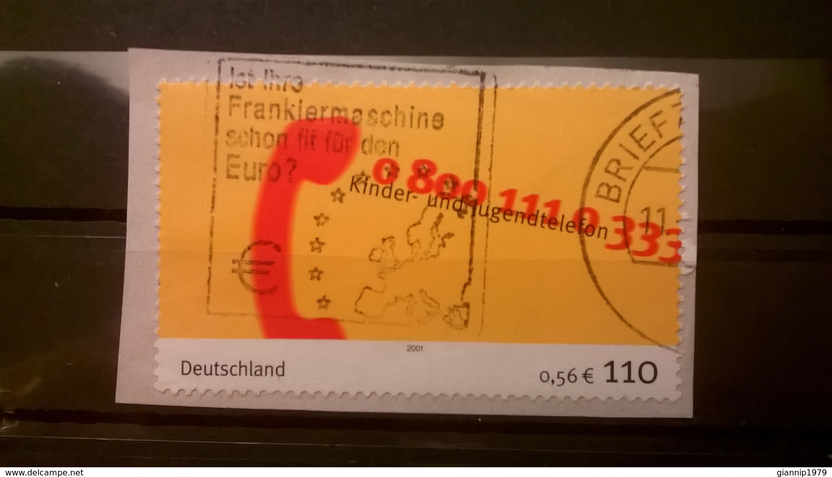 FRANCOBOLLI STAMPS GERMANIA DEUTSCHE 2001 THE YOUR TELEPHONE SU FRAMMENTO FRANGMENT GERMANY - Usati