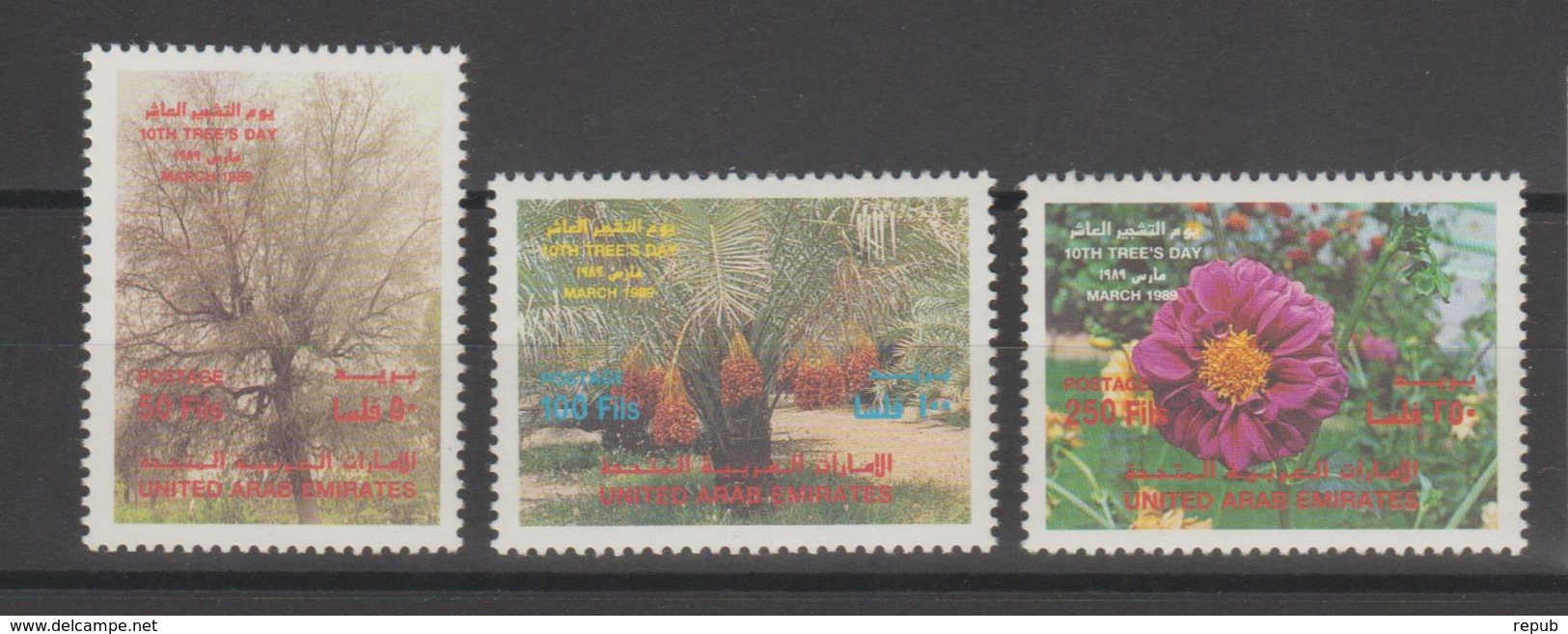 Emirats Arabes Unis 1989 Arbres 255-257 3 Val ** MNH - United Arab Emirates (General)