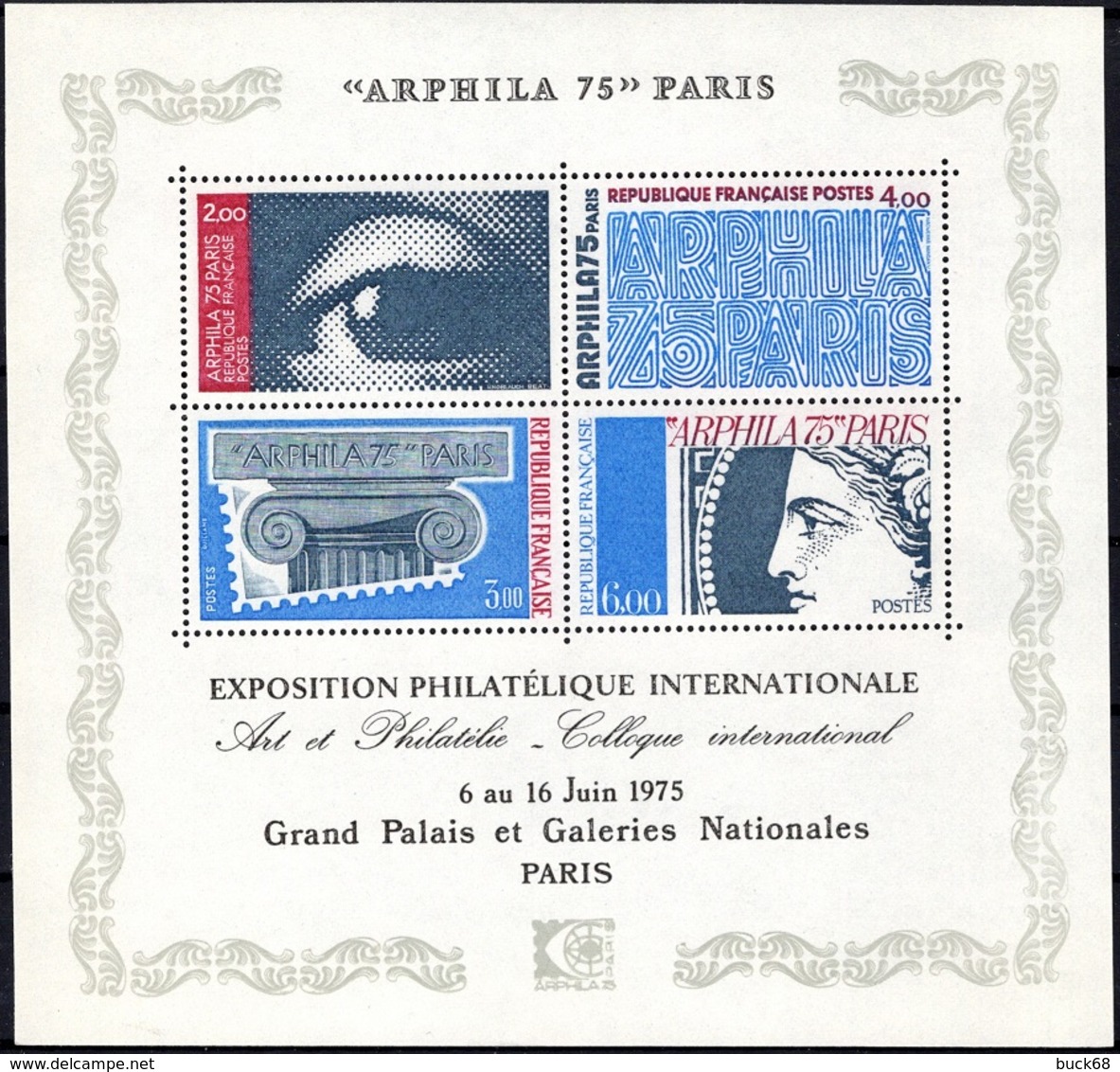 FRANCE Bloc    7 ** Arphila 75 à PARIS Exposition Philatélique (CV 12 €) Sous La Faciale - Mint/Hinged