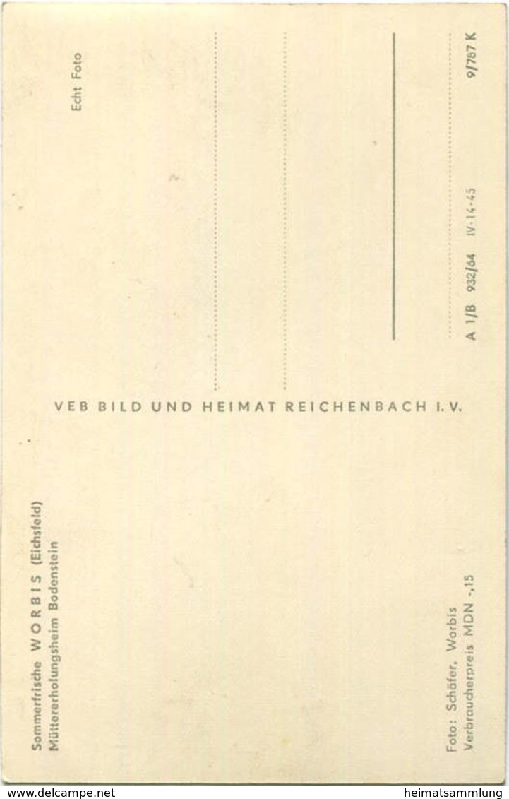 Worbis (Eichsfeld) Müttererholungsheim Bodenstein - Foto-AK - Verlag VEB Bild Und Heimat Reichenbach - Worbis