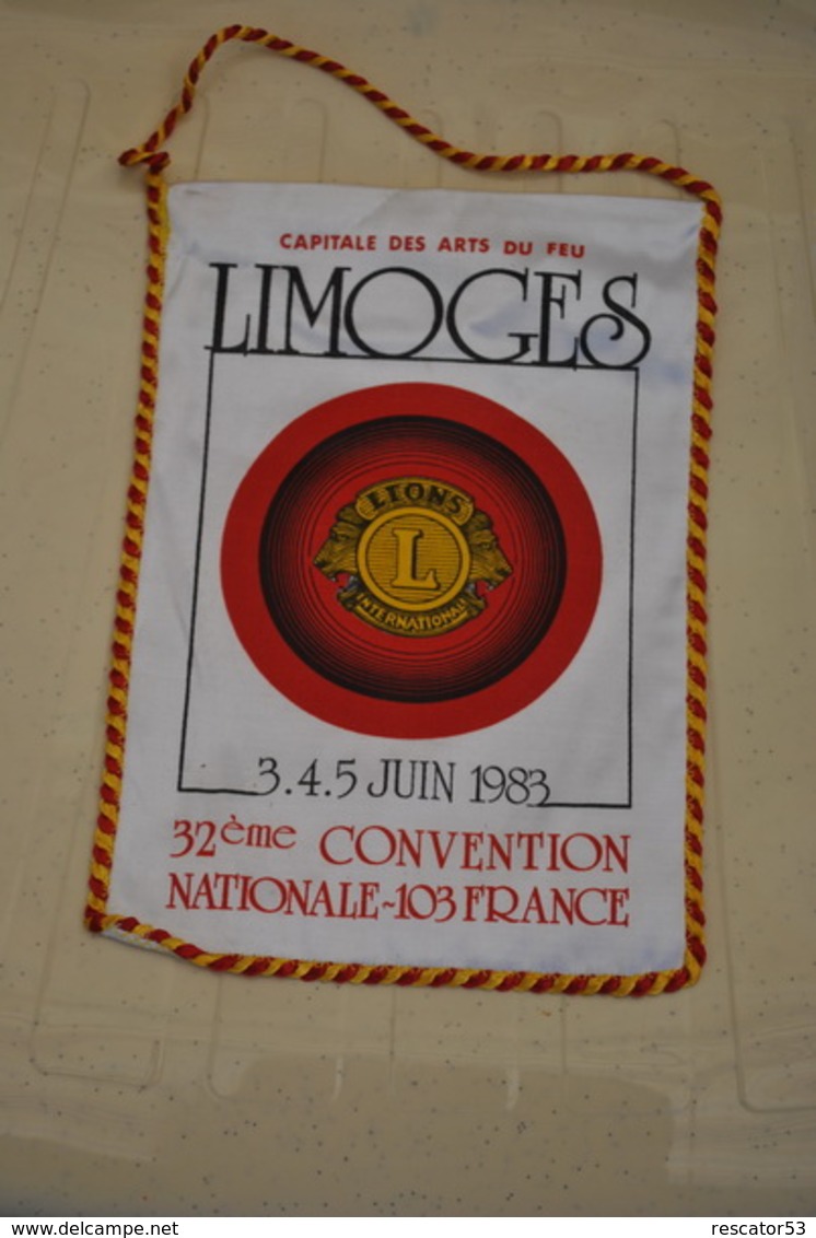 Rare Fanion Lion's Club Limoges Convention Nationale 1983 - Other & Unclassified