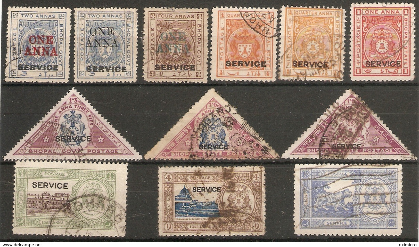 INDIA - BHOPAL OFFICIALS COLLECTION 1933 - 1940 FINE USED Cat £25+ - Bhopal