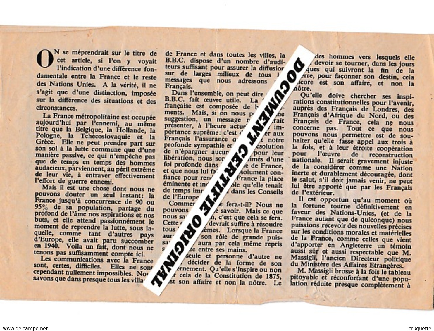TRACT 39/45 - LES ALLIES ET LA FRANCE - FEVRIER 1943 - Historische Documenten