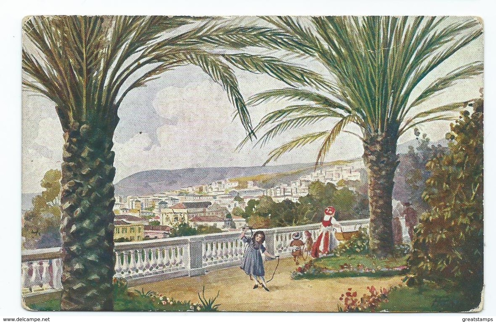 Italy Postcard Sicily Tra Le Palm Sirenetta Sicily Postcard Used Censor  Field Post Office Ww1 - Other & Unclassified