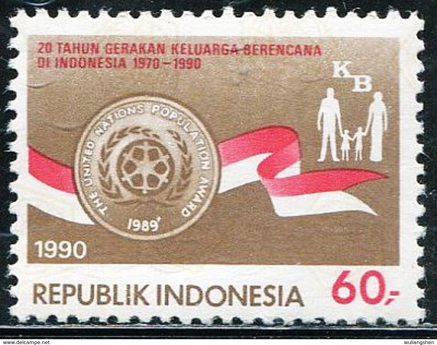 ID0387 Indonesia 1990 Family Plan Flag, Etc. 1V MNH - Indonesia