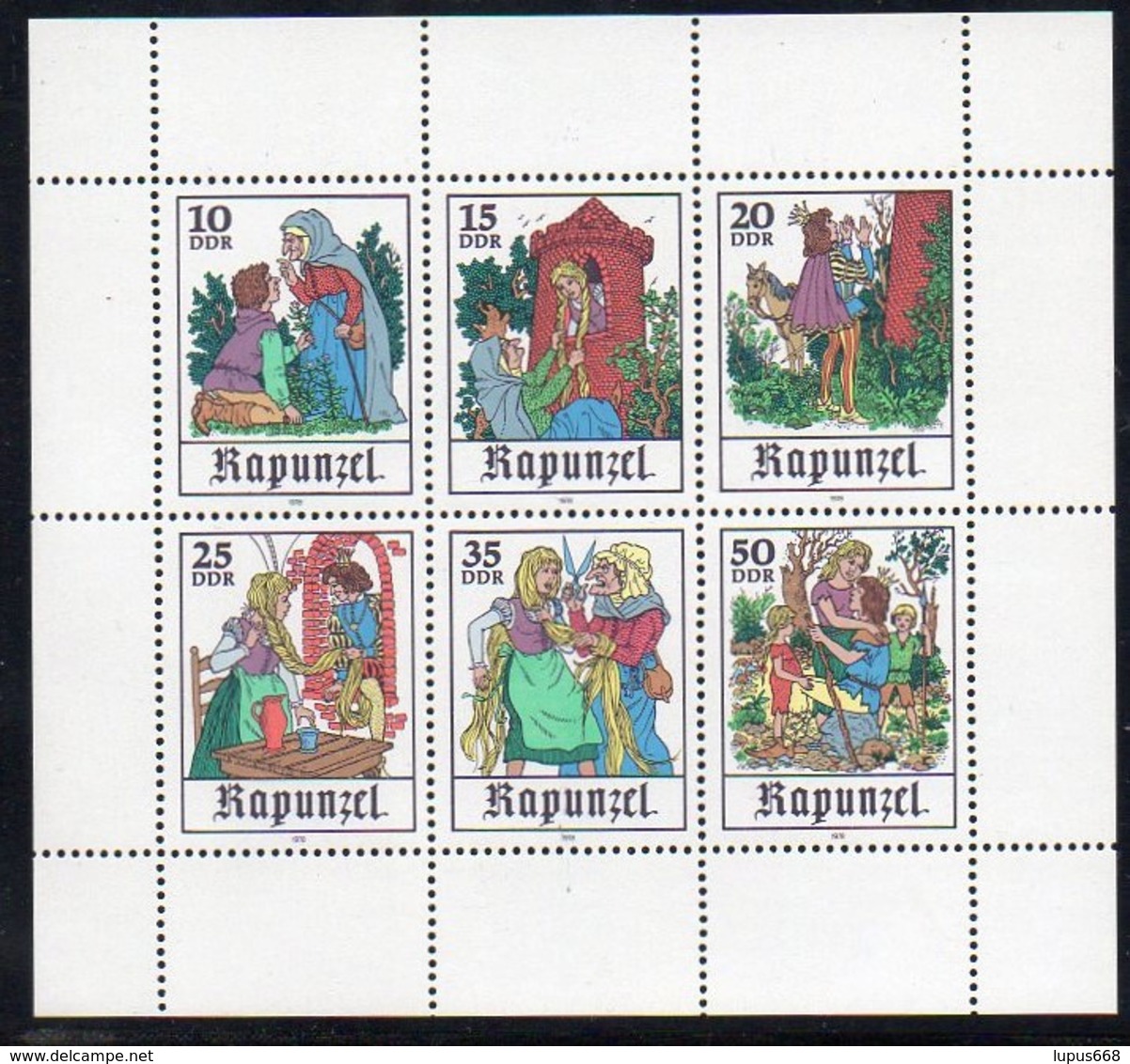 DDR 1978 MiNr. 2382/ 2387  ** /mnh ;  Kleinbogen Märchen: Rapunzel - Märchen, Sagen & Legenden