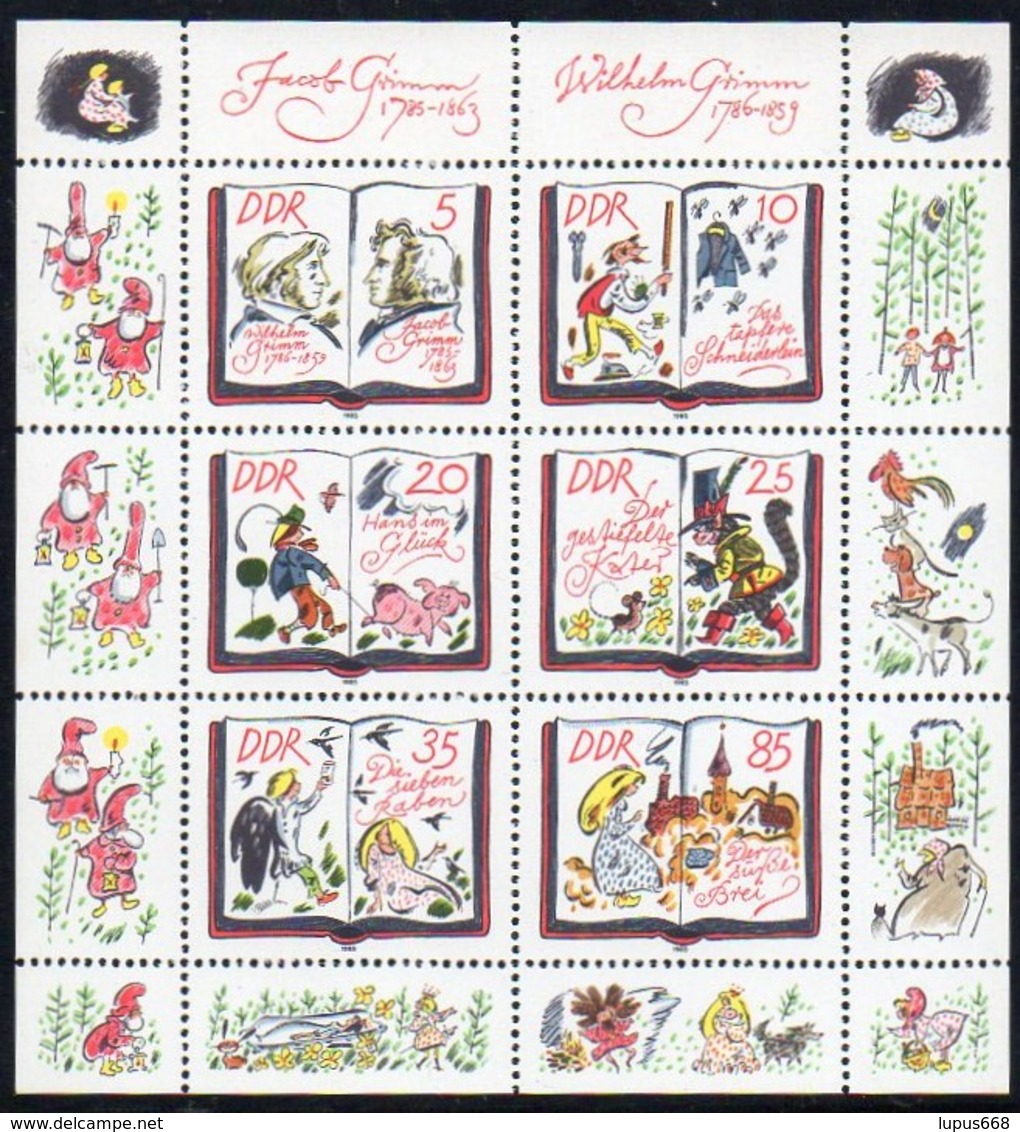 DDR 1985 MiNr. 2987/ 2992  ** /mnh ;  Kleinbogen Märchen Der Brüder Grimm - Märchen, Sagen & Legenden