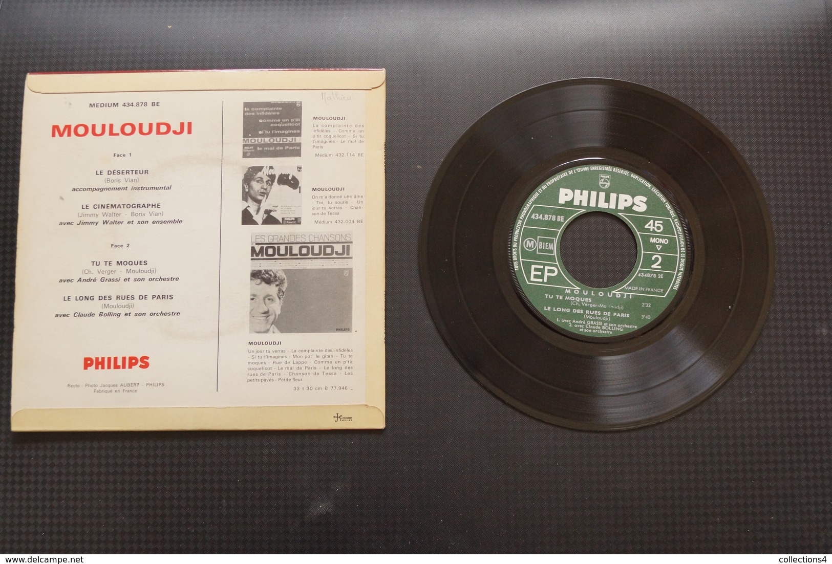 MOULOUDJI LE DESERTEUR EP 1964 2 TITRES DE BORIS VIAN   VARIANTE - 45 T - Maxi-Single
