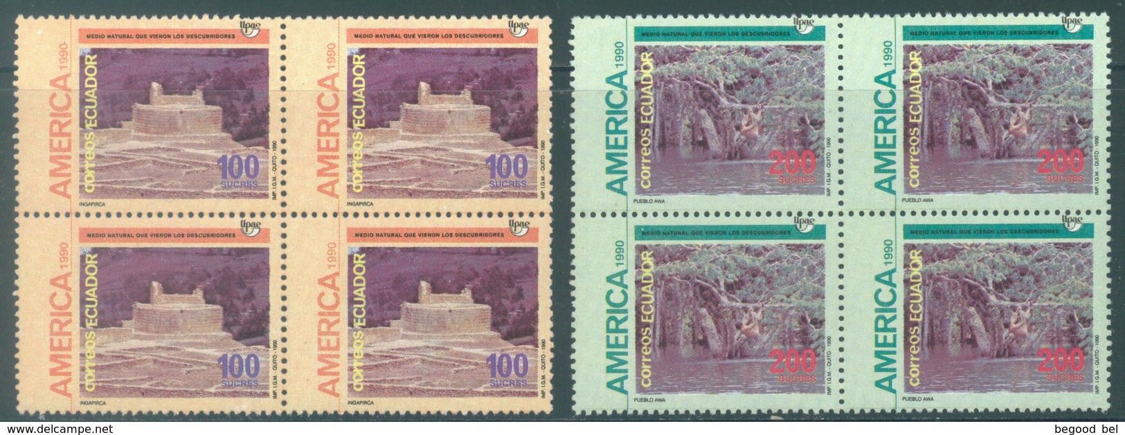 ECUADOR - MNH/** - 1991 - UPAE - Yv 1220-1221 -  Lot 18450 - IN BLOC OF 4 - Ecuador