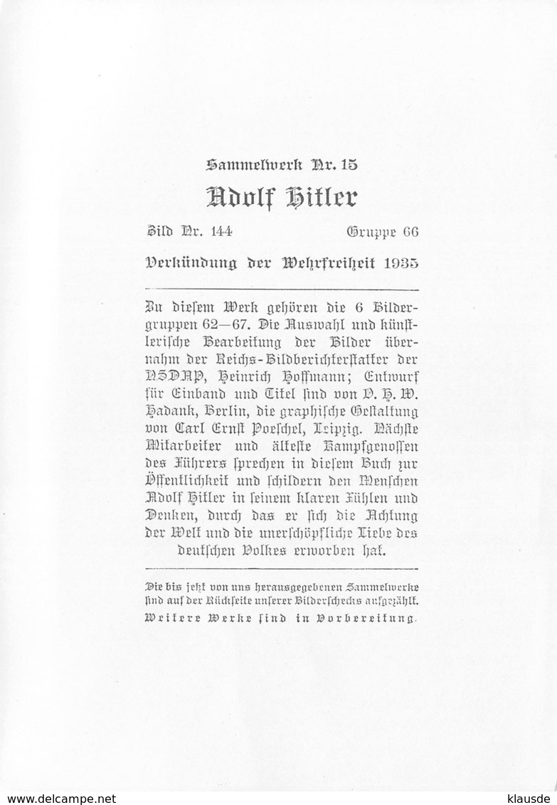 Adolf Hitler Verkündung Der Wehrfreiheit 1935 - Autres & Non Classés