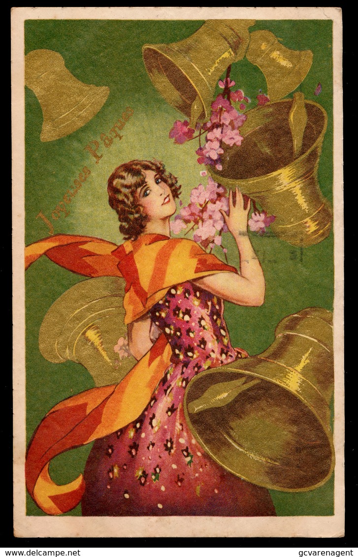 CARTE ART NOUVEAU - JOYEUSES PAQUES - EDIT : DEGAMI - 1900-1949