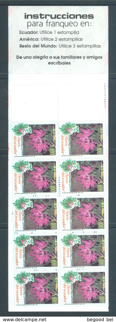 ECUADOR - MNH/** - 1990 - ORCHIDAE FLOWERS BOOKLET OF 10 STAMPS - Yv 1218 -  Lot 18451 - Equateur